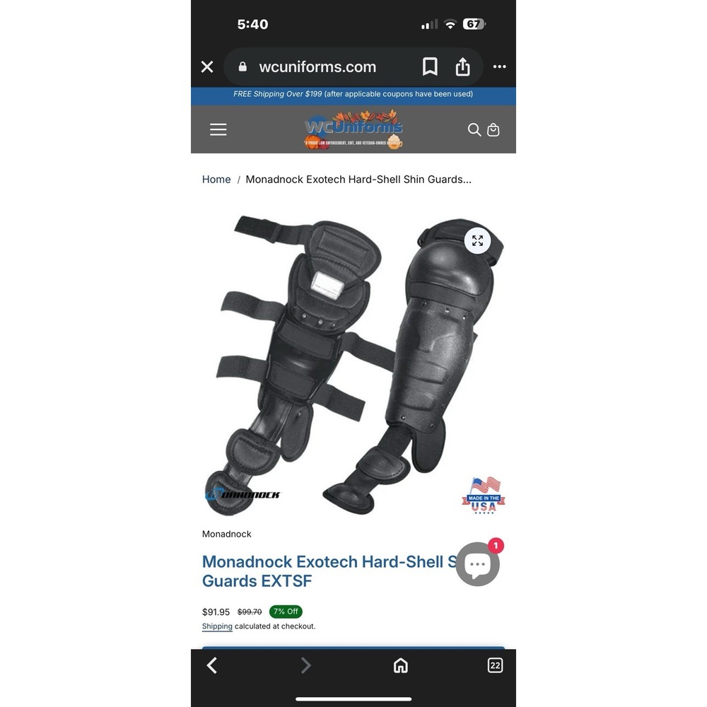 Monadnock Exotech Hard-shell Shin Guards Size Medium-Large - Picture 6 of 6